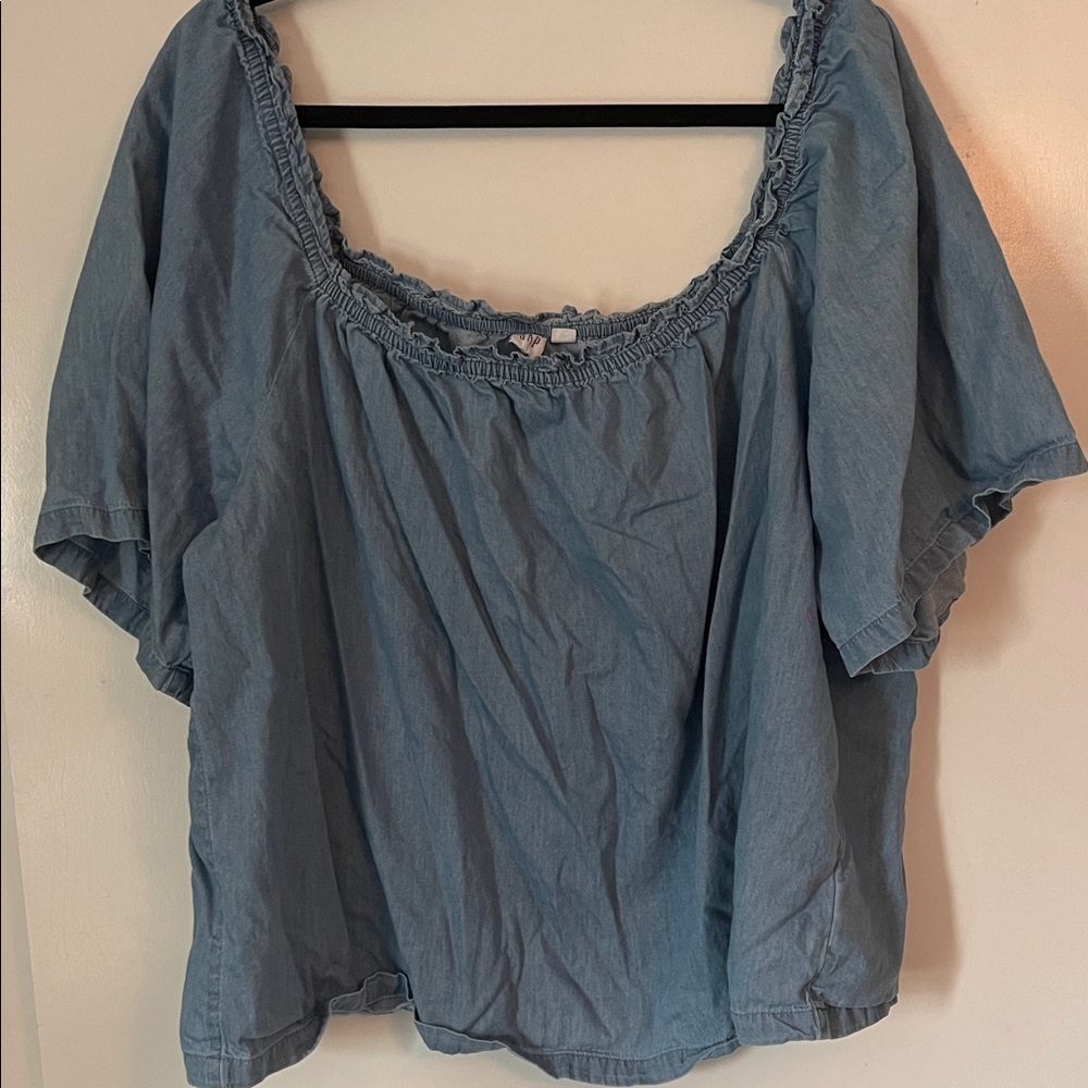 Women's Blue Ruffled Crop Top Gap XXL